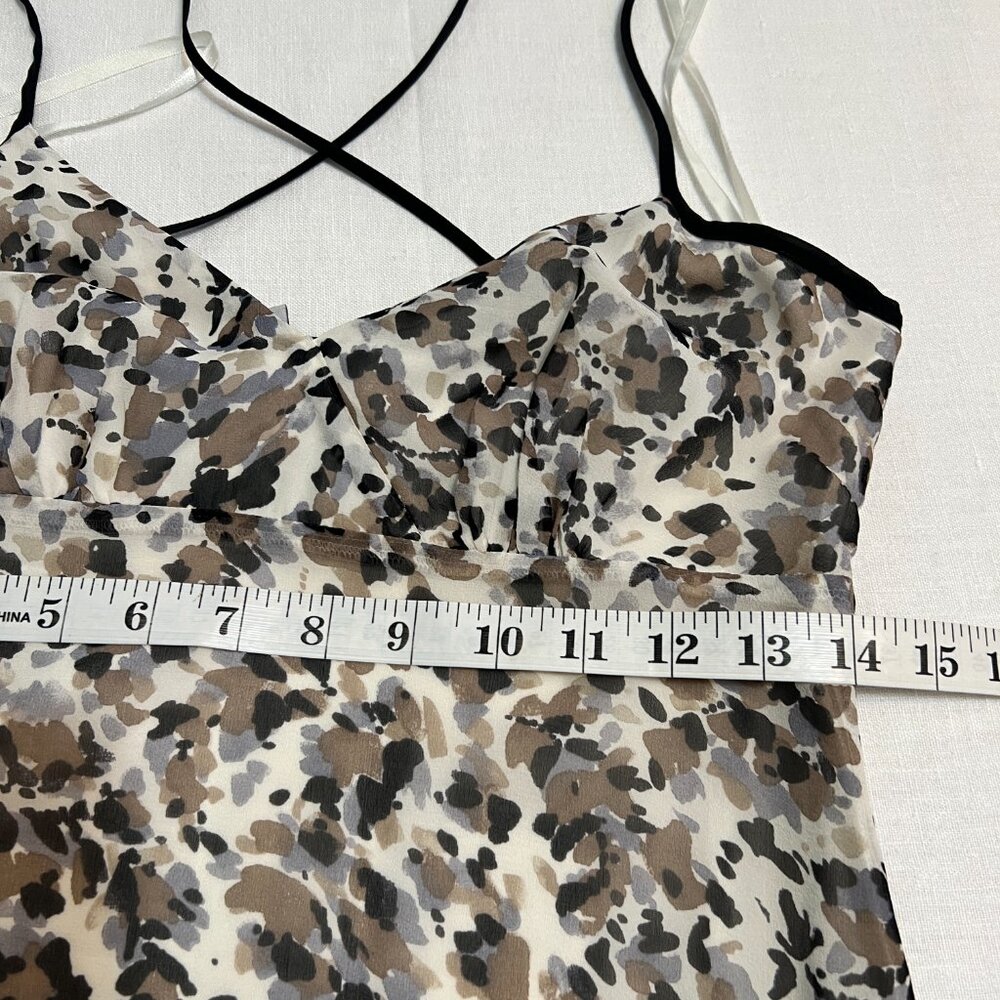 Kensie 100% Silk Dress Sz 4 Brown Animal Print Criss Cross Back Mini Cocktail - Picture 9 of 12